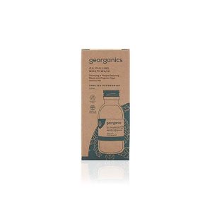 Georganics Oil Pulling Mouthwash - Organic Coconut Oil & English Peppermint Blend - Natural and Organic Mouthwash - Fluoride Free Alcohol Free