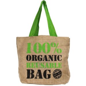 Reusable hessian shopping bag