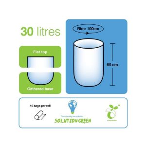 Solution Green 30L Compostable Bin Liners size guide
