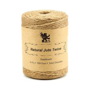H&S Jute Twine, 500 Feet Natural Thick Jute String 3Ply