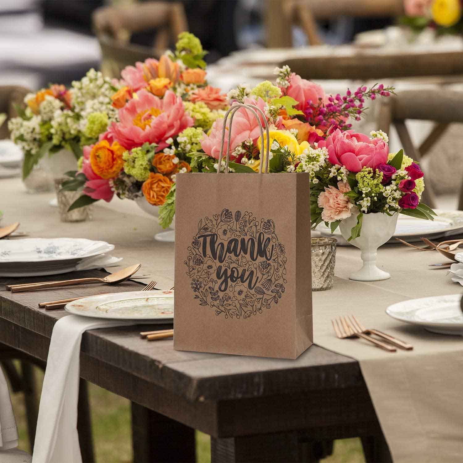 brown paper favor party bags thank you print plastic free