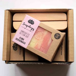 soapology plastic and palm oil free soap and bamboo dishes gift set